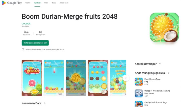 Boom Durian-Merge fruits 2048 APK Game Penghasil