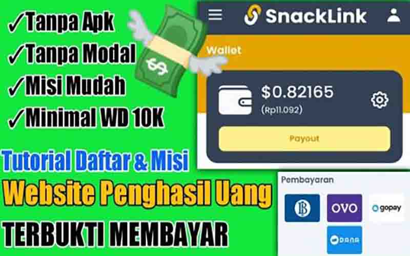 Snacklink Apk Website Penghasil Uang Apakah Membayar?